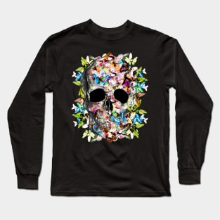 Sage Tribe Skull With Butterflies Long Sleeve T-Shirt